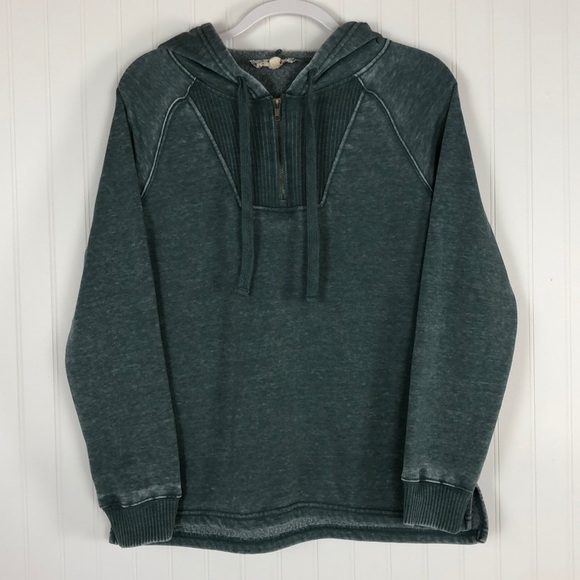 Pink Republic Soft Fleece Interior V-Neck Zipper Lightweight Hooded Sweatshirt